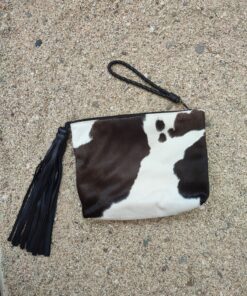 BIG CLUTCH IN bLACK AND WHITE COW HIDE