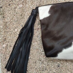 BIG CLUTCH IN bLACK AND WHITE COW HIDE1