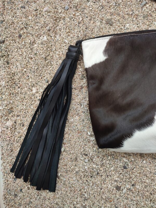 BIG CLUTCH IN bLACK AND WHITE COW HIDE1