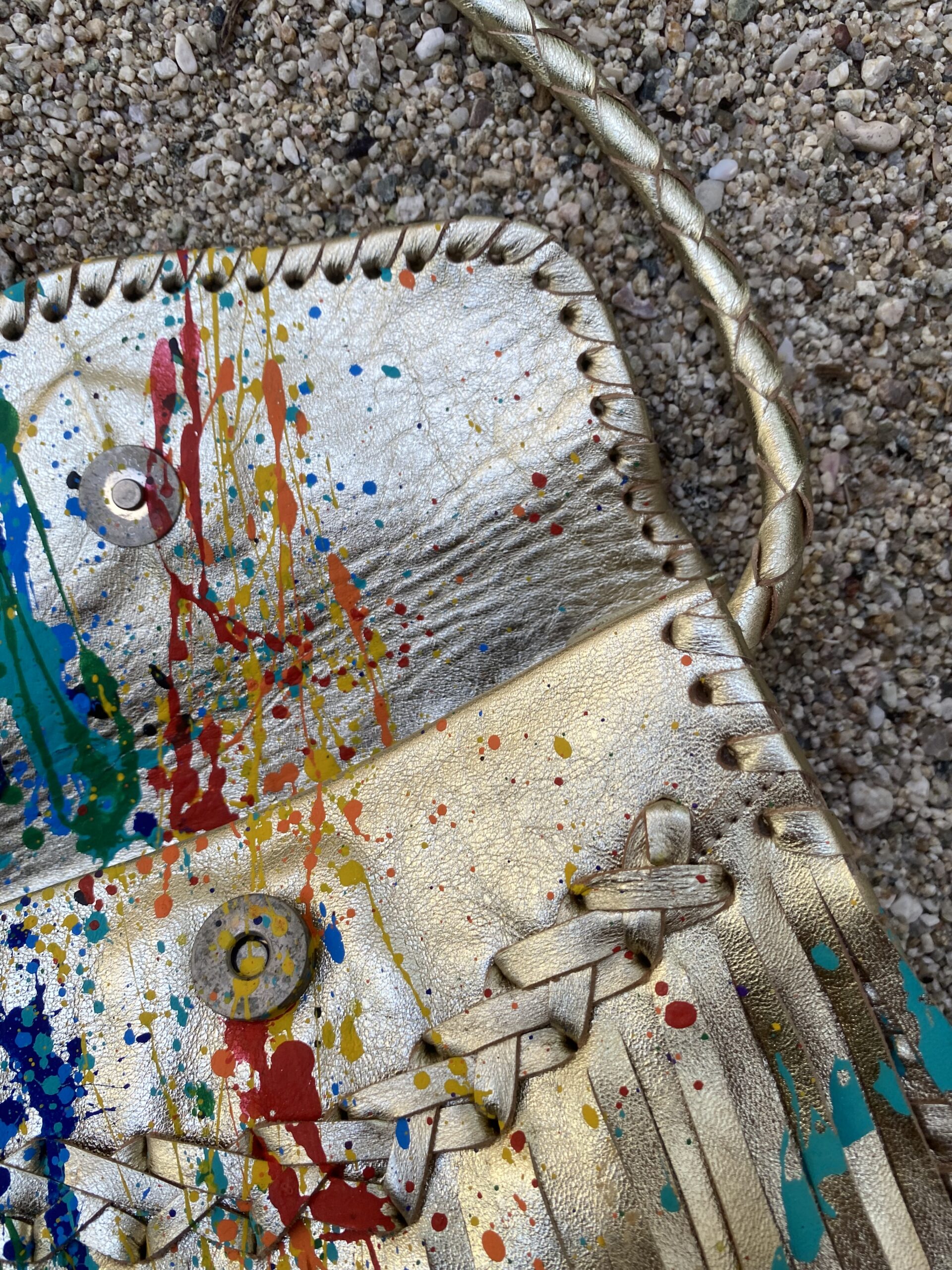 Ula Bag in Hand Painted Gold Leather - Image 6