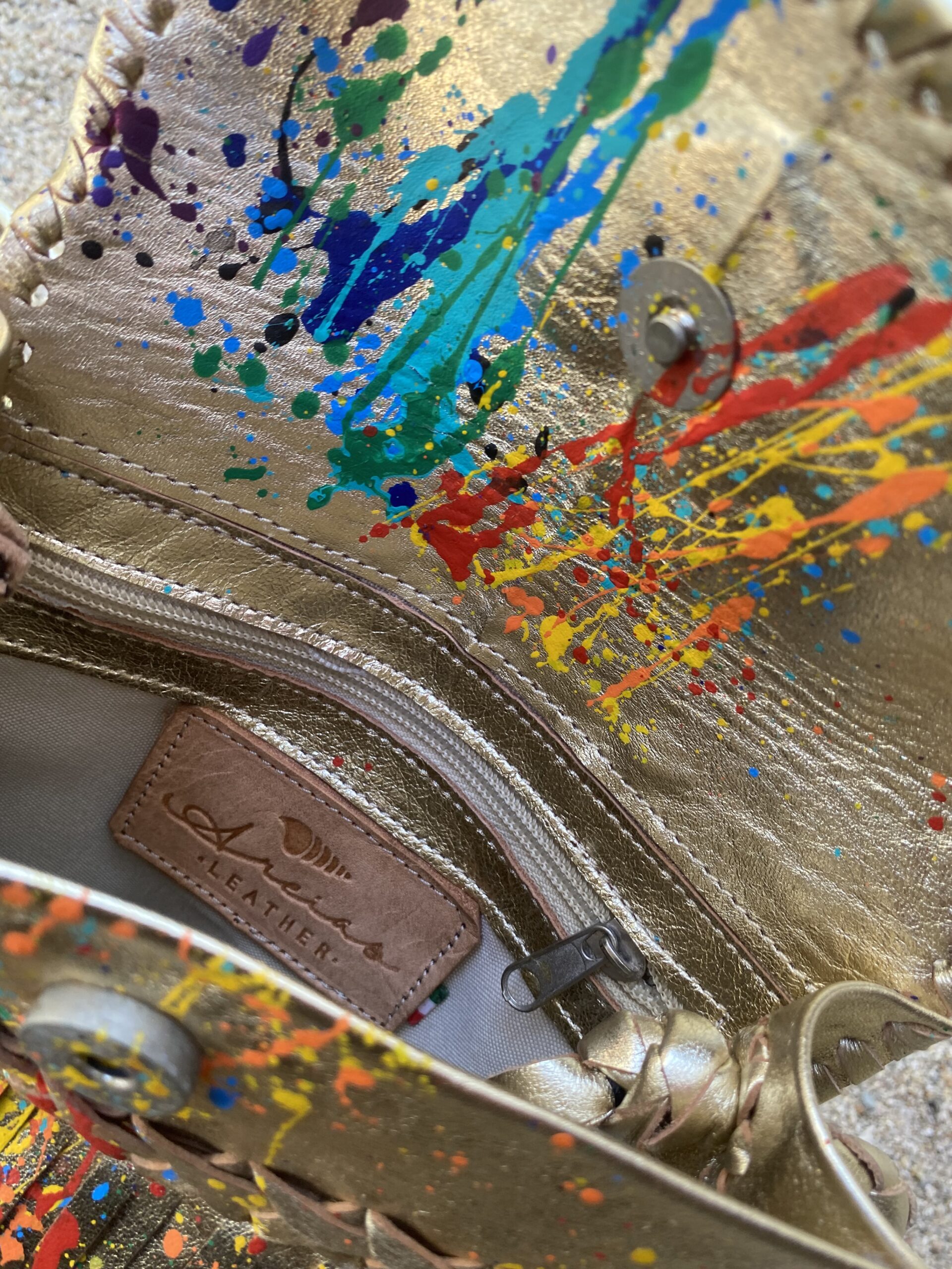 Ula Bag in Hand Painted Gold Leather - Image 7