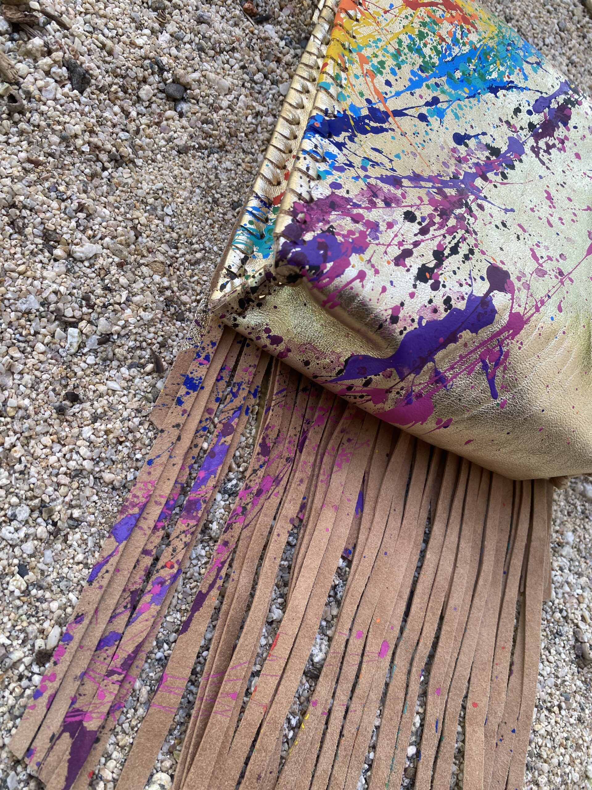 Ula Bag in Hand Painted Gold Leather - Image 9