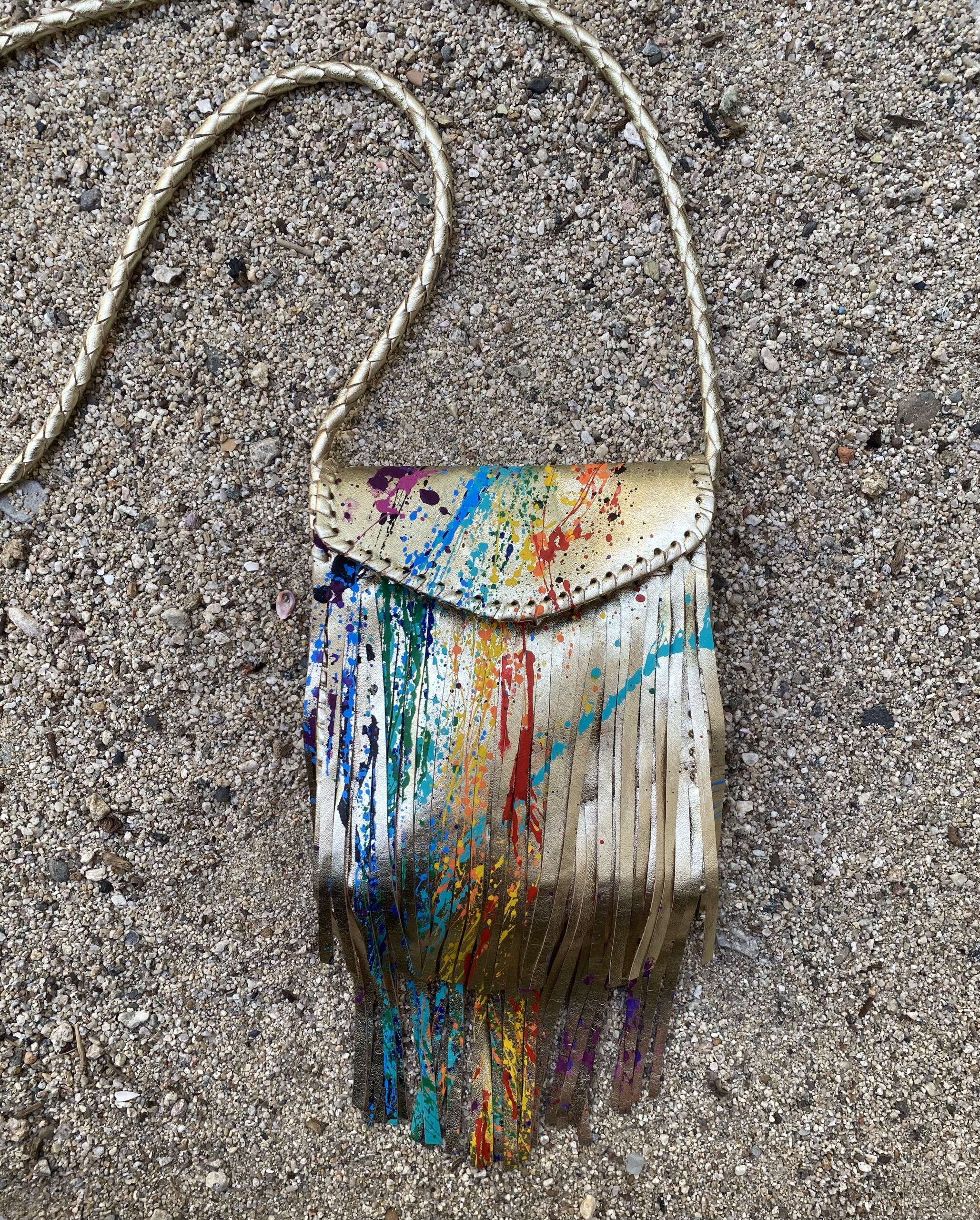 Ula Bag in Hand Painted Gold Leather